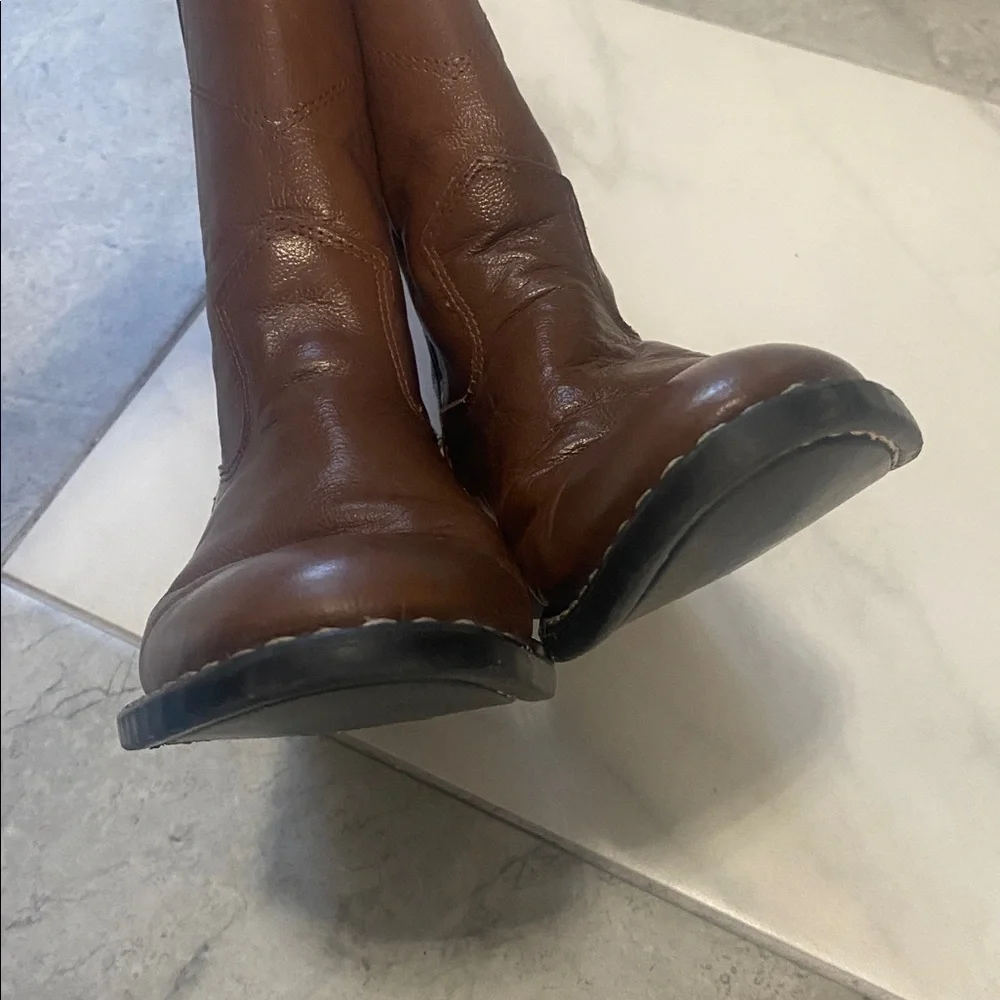 Old West Brown Western Leather Cowboy Boots size 12